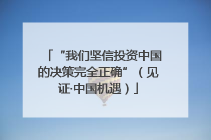 “我们坚信投资中国的决策完全正确”（见证·中国机遇）