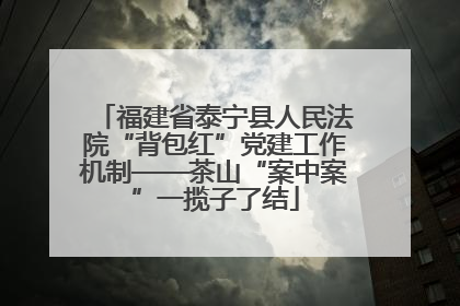 福建省泰宁县人民法院“背包红”党建工作机制——茶山“案中案”一揽子了结