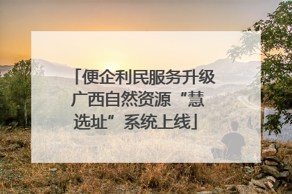 便企利民服务升级 广西自然资源“慧选址”系统上线