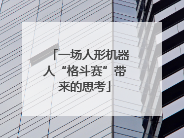 一场人形机器人“格斗赛”带来的思考