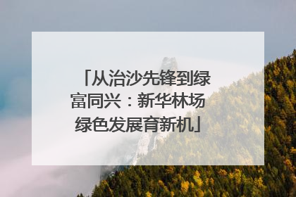 从治沙先锋到绿富同兴：新华林场绿色发展育新机