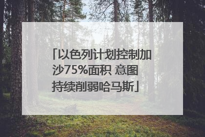 以色列计划控制加沙75%面积 意图持续削弱哈马斯