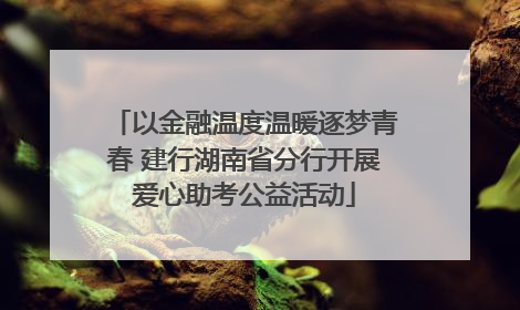 以金融温度温暖逐梦青春 建行湖南省分行开展爱心助考公益活动