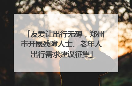 友爱让出行无碍，郑州市开展残障人士、老年人出行需求建议征集