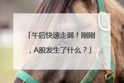 午后快速走弱！刚刚，A股发生了什么？
