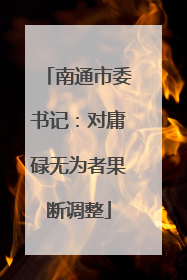 南通市委书记：对庸碌无为者果断调整
