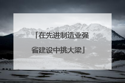 在先进制造业强省建设中挑大梁