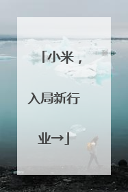 小米，入局新行业→