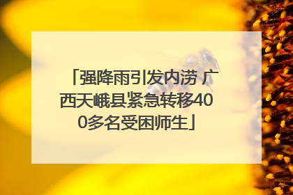 强降雨引发内涝 广西天峨县紧急转移400多名受困师生