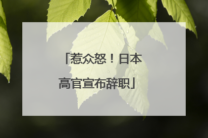 惹众怒！日本高官宣布辞职