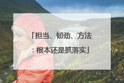 担当、韧劲、方法：根本还是抓落实