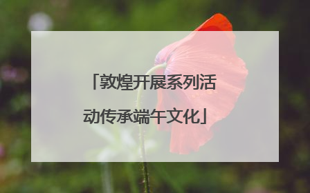 敦煌开展系列活动传承端午文化