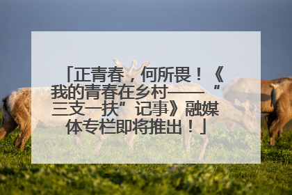 正青春，何所畏！《我的青春在乡村——“三支一扶”记事》融媒体专栏即将推出！