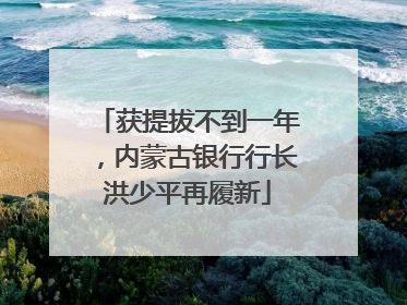 获提拔不到一年，内蒙古银行行长洪少平再履新