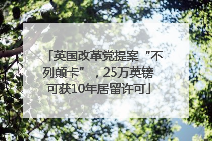 英国改革党提案“不列颠卡”，25万英镑可获10年居留许可