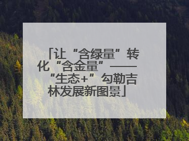 让“含绿量”转化“含金量”——“生态+”勾勒吉林发展新图景