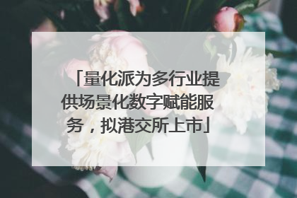 量化派为多行业提供场景化数字赋能服务，拟港交所上市