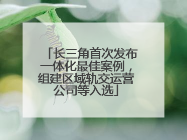 长三角首次发布一体化最佳案例，组建区域轨交运营公司等入选