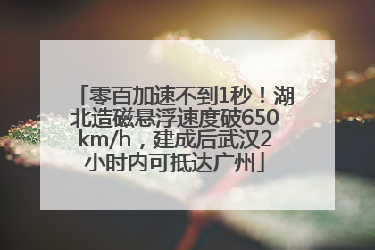 零百加速不到1秒！湖北造磁悬浮速度破650km/h，建成后武汉2小时内可抵达广州