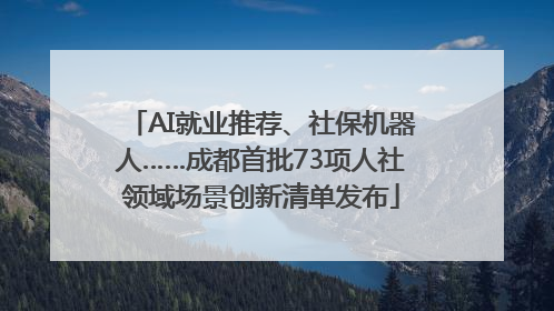 AI就业推荐、社保机器人……成都首批73项人社领域场景创新清单发布